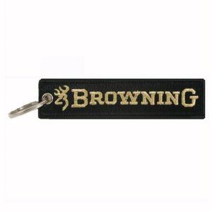 Browning Black-Gold Key Chain Fob Embroidered - NEW